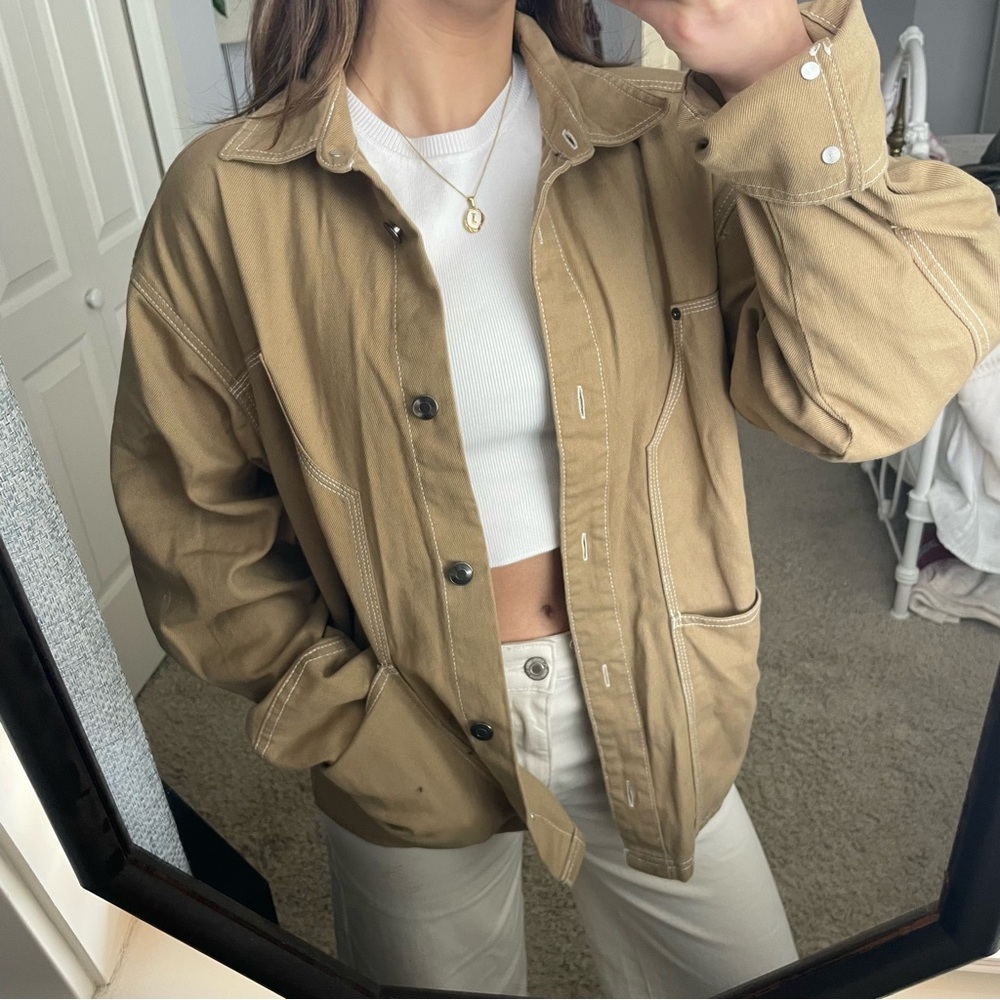 Khaki Oversized Chore Workwear Jacket